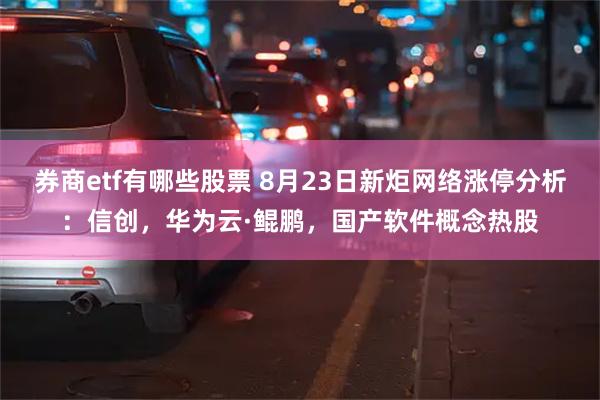 券商etf有哪些股票 8月23日新炬网络涨停分析：信创，华为云·鲲鹏，国产软件概念热股